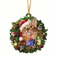 Load image into Gallery viewer, lovely Christmas Wooden cat animals Drop Ornaments wood Christmas tree diy pendant hanging sign xmas wreath home diy Decoration
