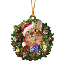 Load image into Gallery viewer, lovely Christmas Wooden cat animals Drop Ornaments wood Christmas tree diy pendant hanging sign xmas wreath home diy Decoration
