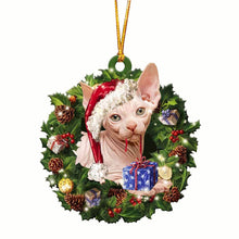 Load image into Gallery viewer, lovely Christmas Wooden cat animals Drop Ornaments wood Christmas tree diy pendant hanging sign xmas wreath home diy Decoration

